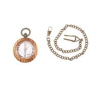 minkissy Black Wood Quartz Pocket Watch Vintage Style Pendant | Marble Grain Dial, Glass Face, Light-weight Build, Collection and Gift Use for Families and Teachers