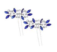 minkissy Blue Rhinestone U Shaped Hair Clips Metal Crystal Hairpins for Women Wedding Prom Party Accessories Elegant Handset Sparkling Headpiece