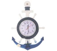 minkissy Boat Anchor for Mediterranean Style or Wall Clock Mirror Surface and Wooden Plastic Material, Creative Star Shape Hanging Clock Color Color Home Bedroom Decoration