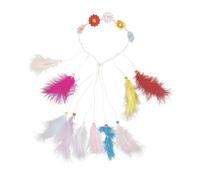 minkissy Boho Plume Headband with Sunflower Decor Decorative Hair Accessory for Women Sturdy Elastic Band Timeless Bohemian Hairpiece Eye Catching Colorful Design