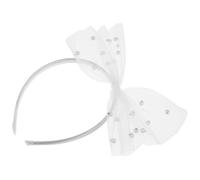 minkissy Bow Headband Tulle Bead Embellished Oversized Bowknot Headband for Women Bridal Festival Holiday Cute Hair Accessories