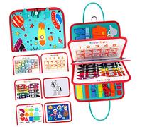 minkissy Boy Girl Busy Board Montessori Toy Educational Activity Sensory Board with Shapes Numbers and Life Skills for Independent Learning Boys and Girls