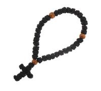 minkissy Braided Strand Cross Bracelet with Wood Prayer Beads for Men Women Side Clasp Christian Faith Wristband Symbol of Religious Commitment and Modern Elegance
