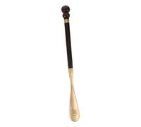 minkissy Brass Shoe Horn with Ebony Wooden Handle Long Shoe Helper for Men Women and Seniors Durable Boot Lifter for Mobility and Stylish Home Accessory