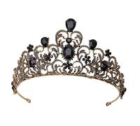 minkissy Bridal Alloy Tiara Rhinestone Crown Headband Wedding Guest Hair Accessory for Women Shiny Full Leaves Headpiece