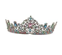 minkissy Bridal Crown Headdress Rhinestones Beaded Leaf Shaped Fairy Crown for Wedding Party Baroque Style Hair Gems for Women