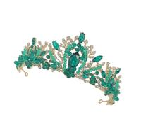 minkissy Bridal Crystal Crown Tiara Silver Headband Green Diamond for Wedding, Christmas and Prom Events
