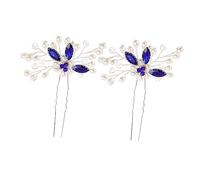 minkissy Bridal Hair Accessories Blue Rhinestone Hairpins for Wedding Headdress