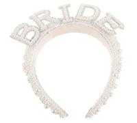 minkissy Bridal Headband Pearls Pearl Rhinestone Headpiece Stylish Wedding Headdress for Women