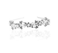 minkissy Bridal Rhinestone Pearl Flower Tiara Hair Band for Lady Wedding Hair Accessory Crown Silver