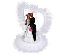 minkissy Bride and Groom Figurine Heart Shape Wedding Cake Decorations Dessert Table Adornment for Wedding Party Marriage Fair 5.51 in