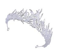 minkissy Bride Crown Silver Crystal Beaded Tiara for Women Wedding