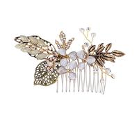 minkissy Bride Wedding Hair Comb Vintage Gold Tiara Rhinestone Hairpin Handmade Headwear