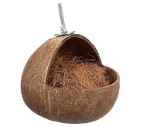 minkissy Brown Coconuts Shell Bird Nest Parrot Birdcage Resting Nest with Fine Workmanship Wear-resistant Shell Design Beautiful Appearance for Home Parrot Keeping