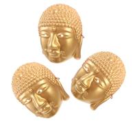 minkissy Buddha Head Mask 3pcs Set, Golden Buddhist Face Mask for Carnival Costume, Halloween Role Play, Themed Party and Stage Performance Accessory