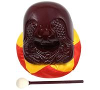 minkissy Buddhist Wooden Fish Meditation Set 5-inch Dark Wood Religious Percussion Instrument with Woodblock Stick Kit for Temple Prayer and Chanting