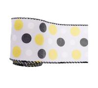 minkissy Bumble Bee Polka Dot Grosgrain Ribbon 100% Polyester Craft Ribbon for Birthday Party Decorations DIY Hair Bows and Sewing Embellishments for Bouquet Wrapping