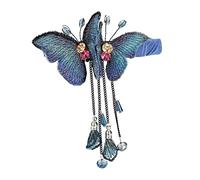 minkissy Butterfly Hair Clip Tassels for Girls Blue Rhinestone Hair Barrettes for Women and Girls for Special Occasions