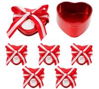 minkissy Candy Box Treat Container 6pcs Heart Shaped Tinplate Small Red with Elegant Design, Versatile Use and Easy to Carry for Wedding Favors and Special Occasions