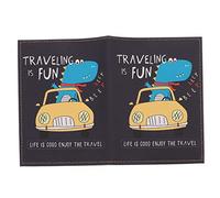 minkissy Cartoon Dinosaur Passport Cover Pu Passport Holder Case Travel Wallet Id Card Slot