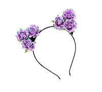 minkissy Cat Ears Hairband Decorative Rose Flower Cosplay Headband for Party Birthday Christmas