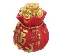 minkissy Chinese Lucky Bag Piggy Bank Resin Coin Saving Pot Decorative Wealth Statue for Year Festival Gift Home Decor