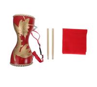 minkissy Chinese Style Cowhide Waist Drum Performance Instrument with Adjustable Strap for Adults Traditional Handheld Percussion Prop for Yangko Dance and Fitness Red Drum