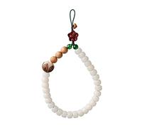 minkissy Chinese Style Lotus White Jade Bodhi Mobile Phone Chain, Short Phone Wrist Strap Lanyard with Beaded Hanging Rope for Cellphone Anti-lost Protection
