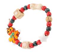 minkissy Christmas Beaded Stretch Bracelet with Gingerbread Man Charm Festive Wrist Jewelry for Women Holiday Friendship Gift Seasonal Xmas Accessories