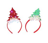 minkissy Christmas Headbands Luminous Hair Bands 2pcs Sequin Christmas Tree Design Elastic LED Hair Hoop for Xmas Party Favors Random Color