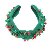 minkissy Christmas Jeweled Knotted Headband for Women Stylish Rhinestone Pearl Hair Accessory for Holiday Parties Casual Wear and Skincare Routines Versatile Fashion Statement