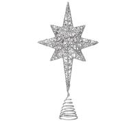 minkissy Christmas Tree Star Topper Eight Pointed Glitter Tree Topper Silver Star Christmas Tree Top Tree Decorations Ornaments for Holiday Party Winter Home