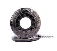 minkissy Classic Roman Numerals Dual Display Pocket Watch with Thin Chain Retro Steampunk Design Men and Women Vintage Style Timepiece for Special Occasions