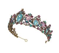 minkissy Colorful Crown Wedding Rhinestone Bride Hair Accessory Lovely Crown for Women Head Tiara Decor for Flower Girl Hair Accessories Occasions