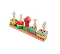 minkissy Colorful Geometrical Shape Matching Wooden for Educational Cognitive Plaything Enhances Fine Motor Skills Hand Eye Coordination Creativity Development