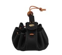 minkissy Compact Cow Leather Money Pouch with Drawstring Closure for Women, Small Black Coin Purse and Stylish Accessory for Carrying Coins and Small Accessories
