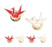 minkissy Crane with Delicate Craftsmanship Origami Elegant Alloy Brooch Pins for Women 6pcs Origami Design Easy to Match Fashionable for Decorating Jackets, Bags Decoration and Scarves