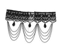 minkissy Creative Punk Black Tassel Necklace Lightweight Alloy Lace Choker for Women Elegant Gothic Jewelry for Halloween Birthday Party and Daily Wear