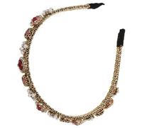 minkissy Creative Red Headband for Women Chic Hair Accessory with Decorative Pearls and Rhinestones for Parties and Weddings Comfortable Fit for Girls and Ladies