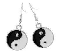 minkissy Creative Taiji Bagua Earrings for Women and Black and White Dangle Ear Decorations Retro Punk Style Alloy Craftsmanship and Stylish Accessories for Various Outfits