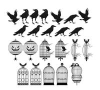 minkissy Crow 24pcs Paper Birdcage Decor Halloween Decoration Hanging and Set Lightweight Black of Spooky for Rooms and Tree Branches Party for Indoor Ambience