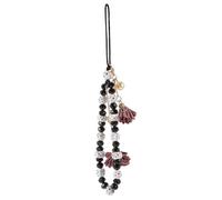 minkissy Crystal Beaded Flower Phone Lanyard Wrist Strap Non-slip Mobile Phone Charm Pendant Hanging Decoration with Black Beaded Bracelet Suitable for Random Color