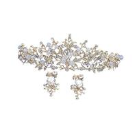 minkissy Crystal Crown Headband for Wedding Bridal Tiara Crown Rhinestone Decor Bridal Headpiece for Women Girls Beaded Headband for Special Occasion