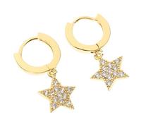 minkissy Crystal Inlaid Star Hoops Earrings for Women Copper Star Shape Buckles Elegant Five-pointed Design for Daily Wear Parties Weddings Graduation Fashionable and Tasteful Accessory