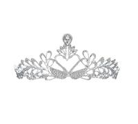Minkissy Crystal Swan Crown Bridal Rhinestone Tiara Elegent Jewelry Headpiece for Birthday Wedding Party(Silver)