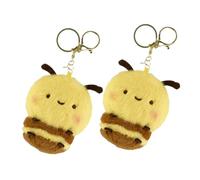 minkissy Cute Bees Keychain Bee Plush Keychain Fluffy Keyring Animal Plush Decor Ideal Present for Boys and Girls Friends