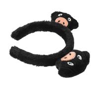 minkissy Cute Black Plush Pig Headband Soft Fluffy Hair Accessory Comfortable Elastic Band for Daily Wear