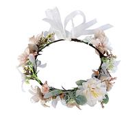 minkissy Cute Camellia Wreath Headband Bridal Hair Accessory Party Head Band for Women Girls