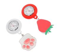 minkissy Cute Nurse Fob Watch Set 2pcs Retractable Silicone Quartz Watches for Nurses Clip-on Design Stylish Patterns for Medical Professionals and Students