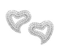 minkissy Dainty Irregular Heart Earrings Rhinestones Sweet Elegant Studs for Women Wedding and Prom Jewelry Trendy Bling Accessories